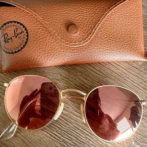 Ray-Ban Women's Round Metal Sunglasses in Gold with Brown Lenses